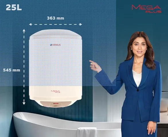 Venus MegaPlus 25L Storage water heater | 4-Star | Hard Water Friendly Geyser 25 liters | Porcelain Enamel Tank | Multi-Safety System | 8 Bar Pressure | Ideal for Flats & Tall Buildings | 8 BARS