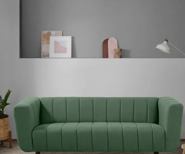 Sleepyhead Kiki Designed by Duroflex - 3 Seater Sofa |Premium Fabric Sofa with High-Density Foam |Sturdy Wood Frame & Plush Cushions |3 Years Warranty - Sapling Green