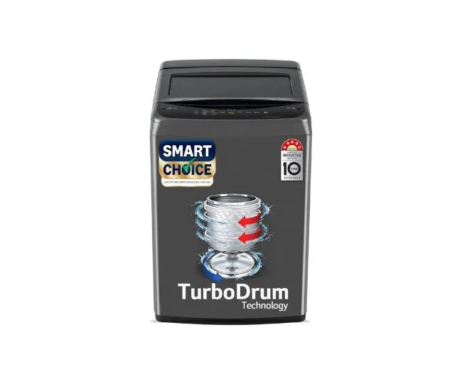 LG 7 Kg 5 Star Smart Inverter Technology Fully Automatic Top Load Washing Machine (T70VBMB1Z, Auto Prewash, Turbodrum, Stainless Steel drum, LED Display, Smart Diagnosis Middle Black)