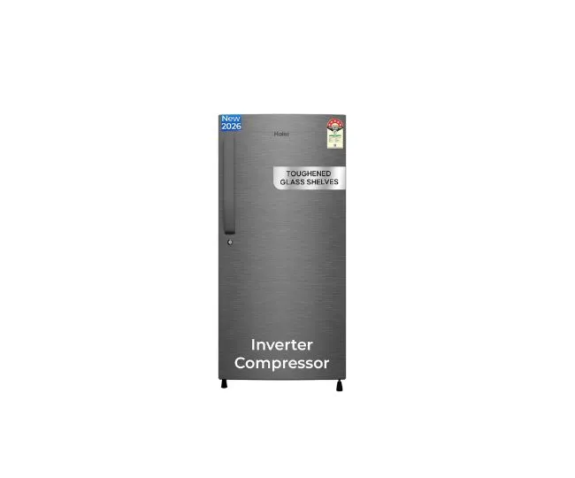 Haier 190 L 5 Star Direct Cool Inverter Single Door Refrigerator with Fast Ice Making, Easy Clean Back, Large Vegetable Box (HED-205DSA-P, Dazzle Steel, 2026 Model)