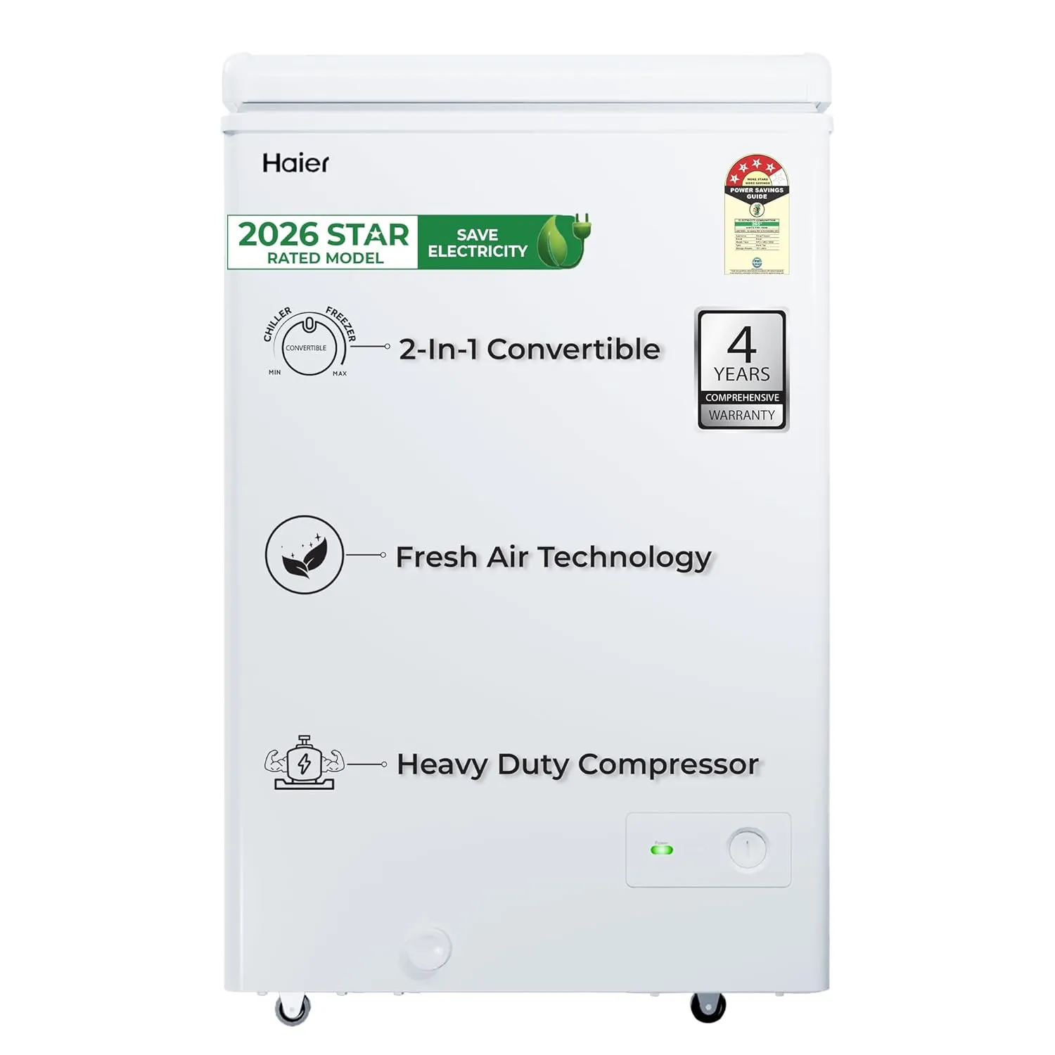 Haier HFC-145SPW4, 4 Star Single Door Convertible Deep Freezer