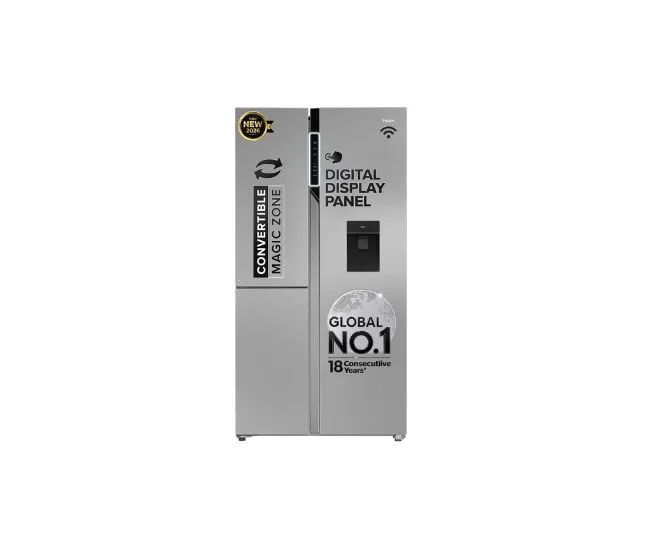 Haier 592 L 3 Star Frost Free Expert Inverter Smart Sense AI enabled 3-Door Side by Side Refrigerator (HRT-683WISU1, Inox Steel, Magic Convertible, In-built Water Dispenser, 2026 Model)