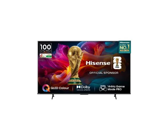 Hisense 254 cm (100 Inches) 4K Ultra HD Smart QLED TV | Dolby Vision Atmos, HDR10+ Adaptive | 144 Hz Game Mode Pro | 2.1 CH 50W Speakers with Subwoofer | VIDAA OS | 100E7Q PRO (Charcoal Grey)