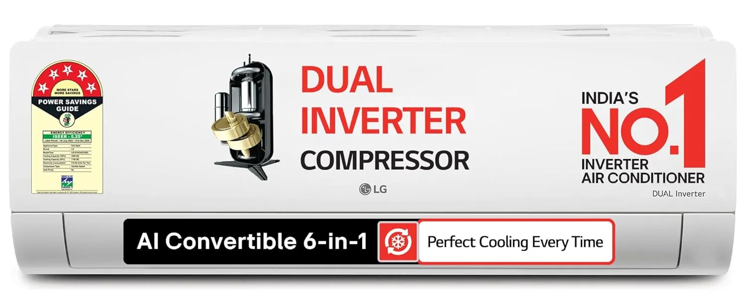 LG 1.5 Ton 5 Star, DUAL Inverter Split AC