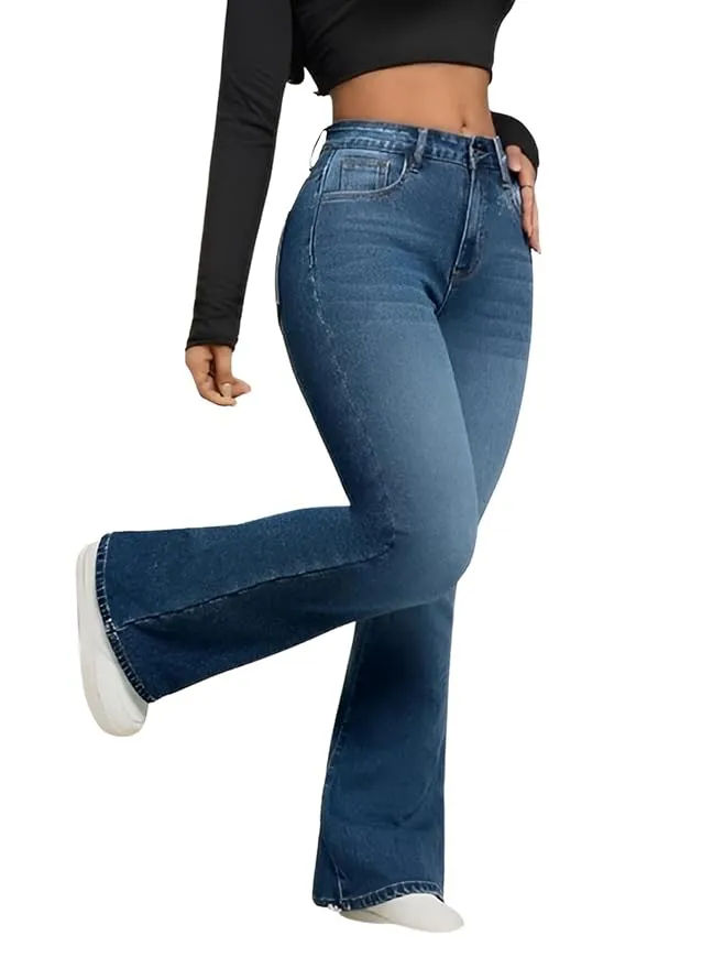 Ben Martin Womens High Waist Jeans || Flared Bell Bottom Bootcut Pants || Wide Leg Stretch Denim  Perfect for Travel, Party & Everyday Use  Sizes 2640 (2)