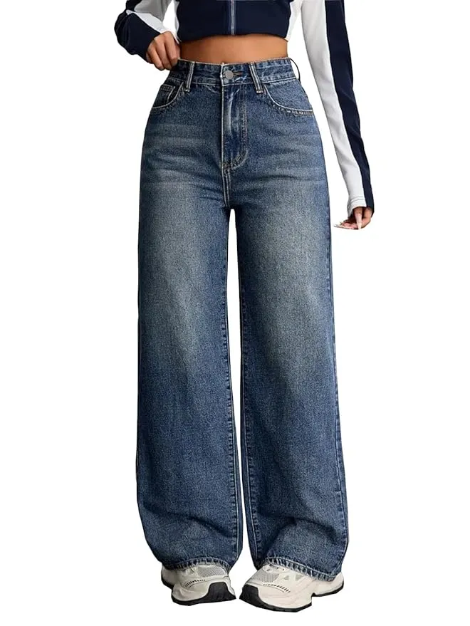 Nifty Women's Denim Stretchable High Waist Baggy Jeans for Women 