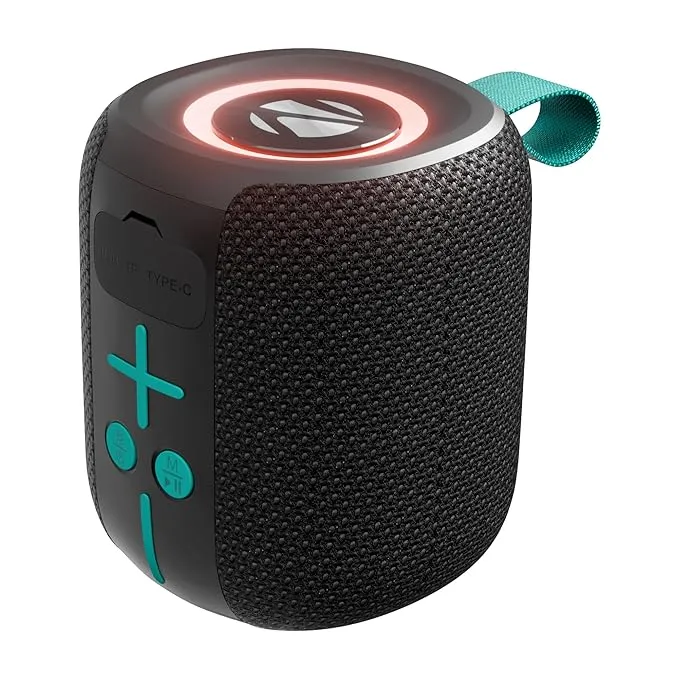 Zebronics 2026 Launch Portable Bluetooth Speaker, 5W RMS, Up to 10Hrs Playback, Passive Radiator, TWS, BT v5.4, USB & mSD, 9 RGB Modes, Splash Proof, Type-C Charging (Sonic POD 15)
