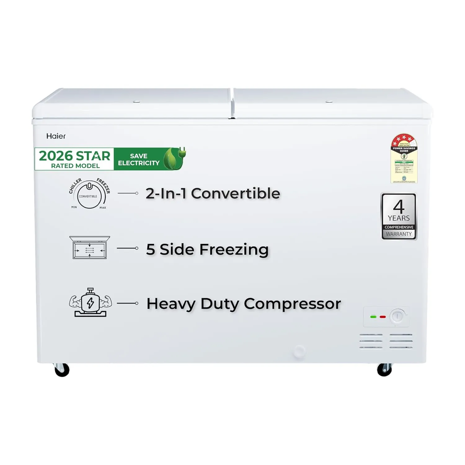 Haier HFC-320DPW4, Double Door Convertible Deep Freezer