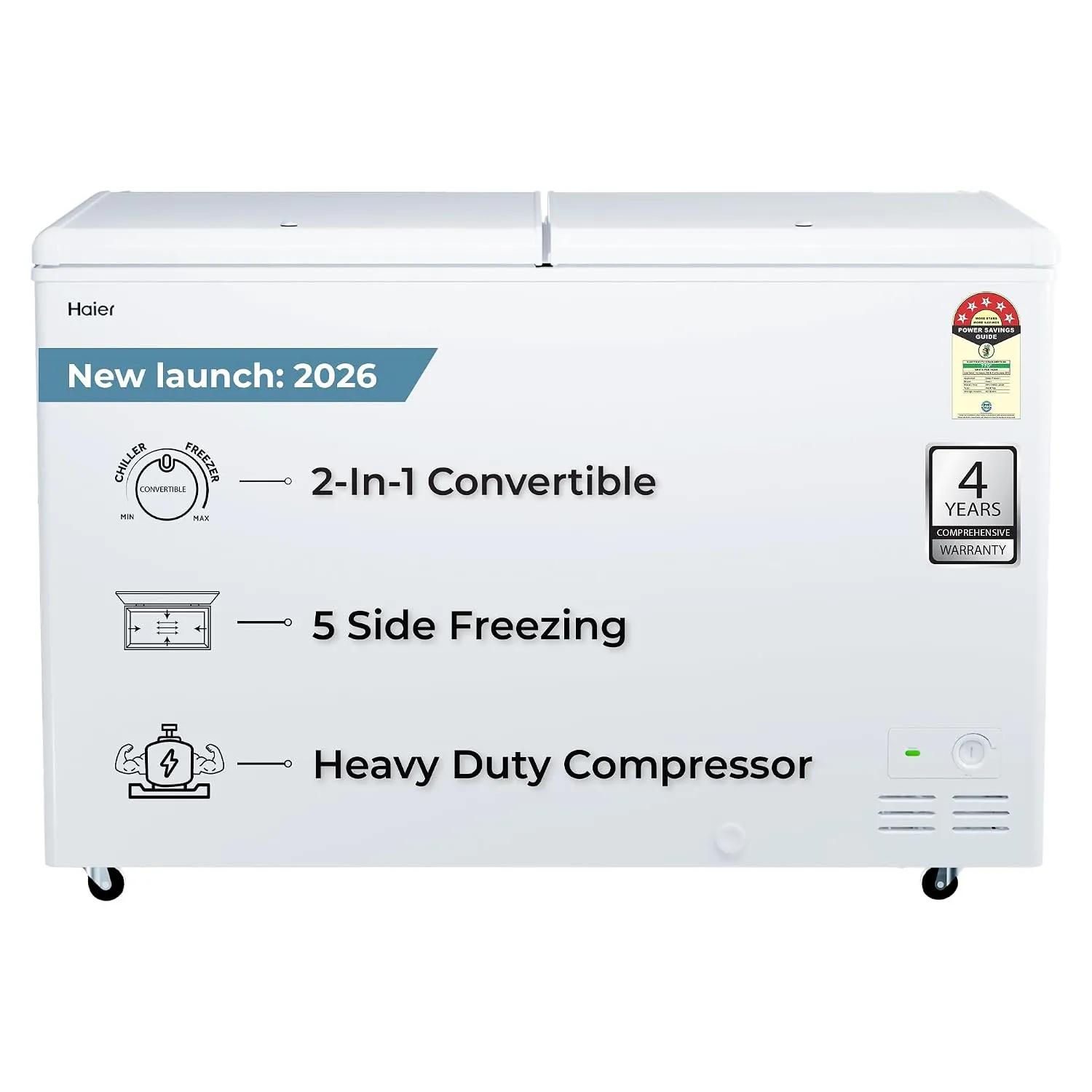 Haier HFC-500DPW5 Double Door Convertible Deep Freezer
