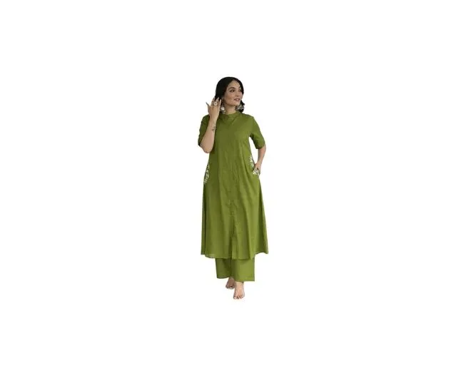 MITZO Cotton Straight Kurta with Palazzo | Co-Ord Set for Women | Stylish Kurta Set for Women | Party & Casual Wear Kurti Set
