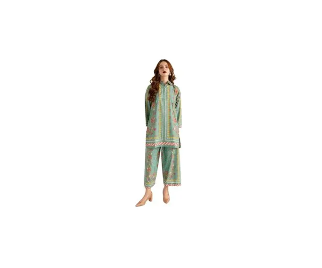 Modestouze Attires Cord Set for Women Cotton Stylish Poly Rayon Long Sleeves Turkish Co Ord Mandarin Neck Floral Print Western Co Order Set for Women, Wear as Office Coat, Travel Coord, Cot