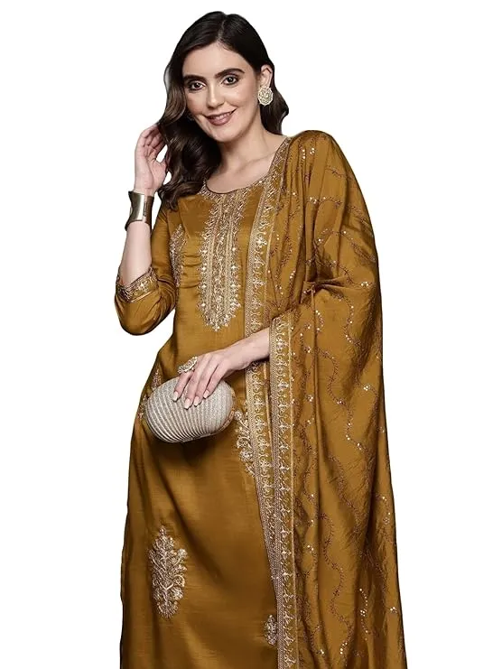 NDO ERA Women's Cotton Blend Embroidered Straight Kurta