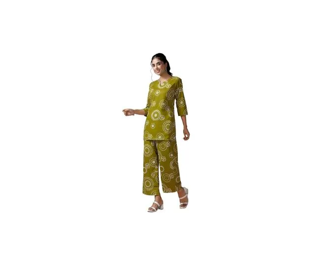 Pinkmint Pure Cotton Printed Co Ord Set for Women l Stylish Comfortable Kurta & Side Pocket Bottom l Modern Ethnic Style (Available in Plus Size)