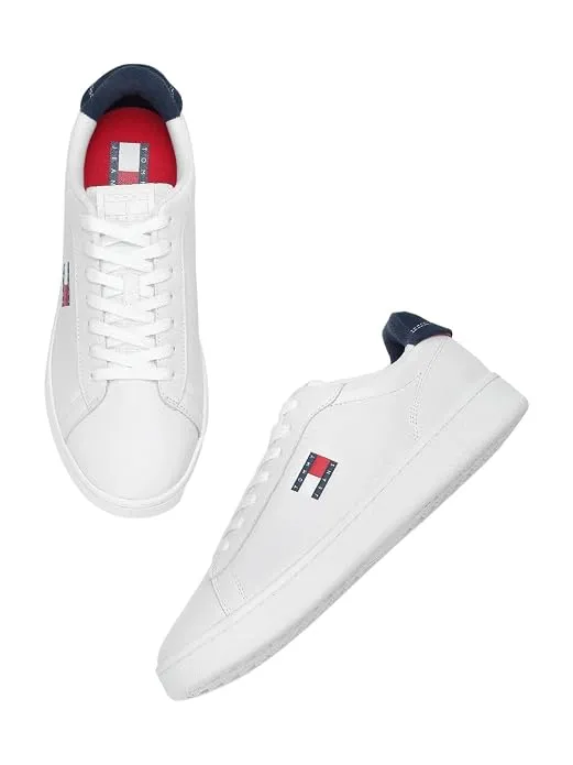 Solid White Leather Sneakers