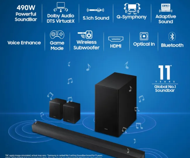 Samsung 490 W 5.1 ch Soundbar with Center Speaker