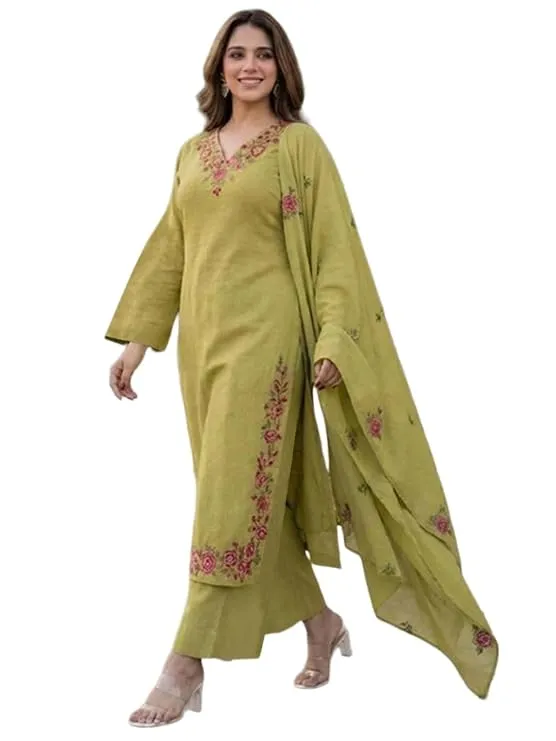 ANNI Designer Kurta Sets for Women Viscose Blend Embroidered 