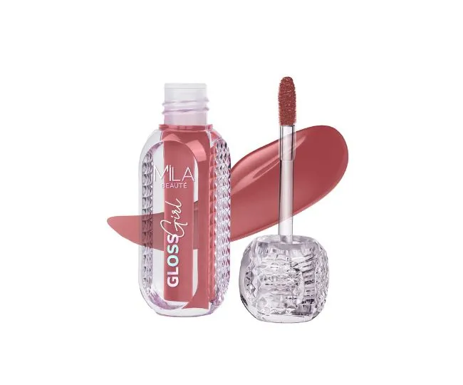 MILA BEAUT Gloss Girl Lip Gloss|Enriched With Mango Seed Butter & Hyaluronic Acid |Light Weight & Non-Sticky Formula|Gives Fuller-Lip Effect & Extra Hydration | High Shine Finish-My Choice, 2.8 Ml