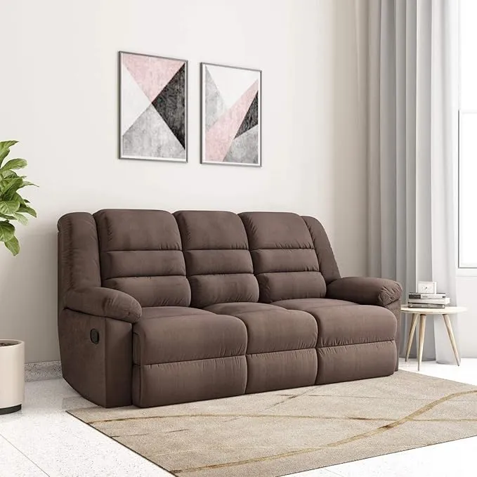 Amazon Brand - Solimo Musca 3 Seater Fabric Recliner (Brown)