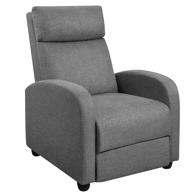 Rankok Fabric Recliner Chair Adjustable Modern Recliner For Living Room Single Home Theater Recliner Sofa For Adults With Thickened Sponge Seat Backrest (Dark Gray)