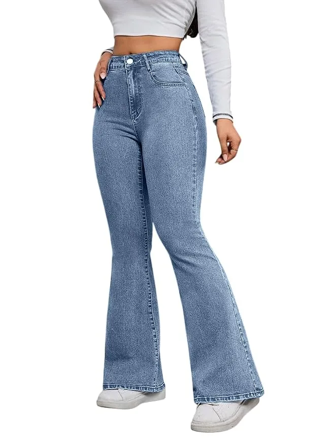Tagas High Waist Bootcut Fit Denim Jeans for Women | Stretchable Slim Fit Flared Jeans|Relaxed Fit Pant|Jeans for Womens