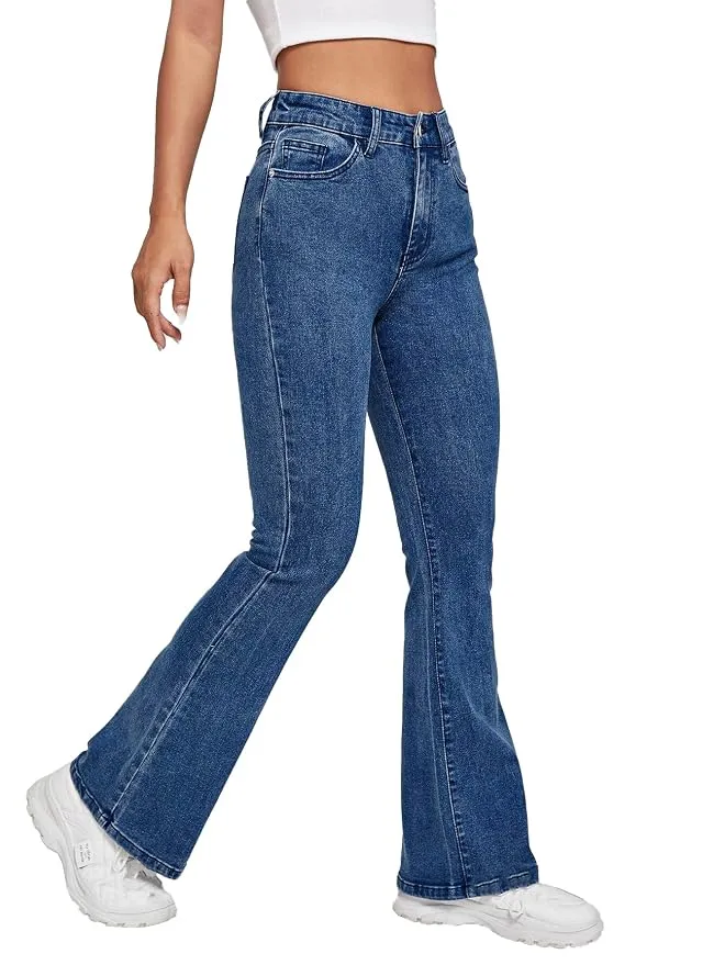 TOPLOT Women's Jeans | Bootcut Fit Design | Trendy Fashion Stylish Look Structure |Regular Pant Baggy High Waist | Comfortable Wear | Easy Movement Fit | Casual & Everyday Wear (5155)