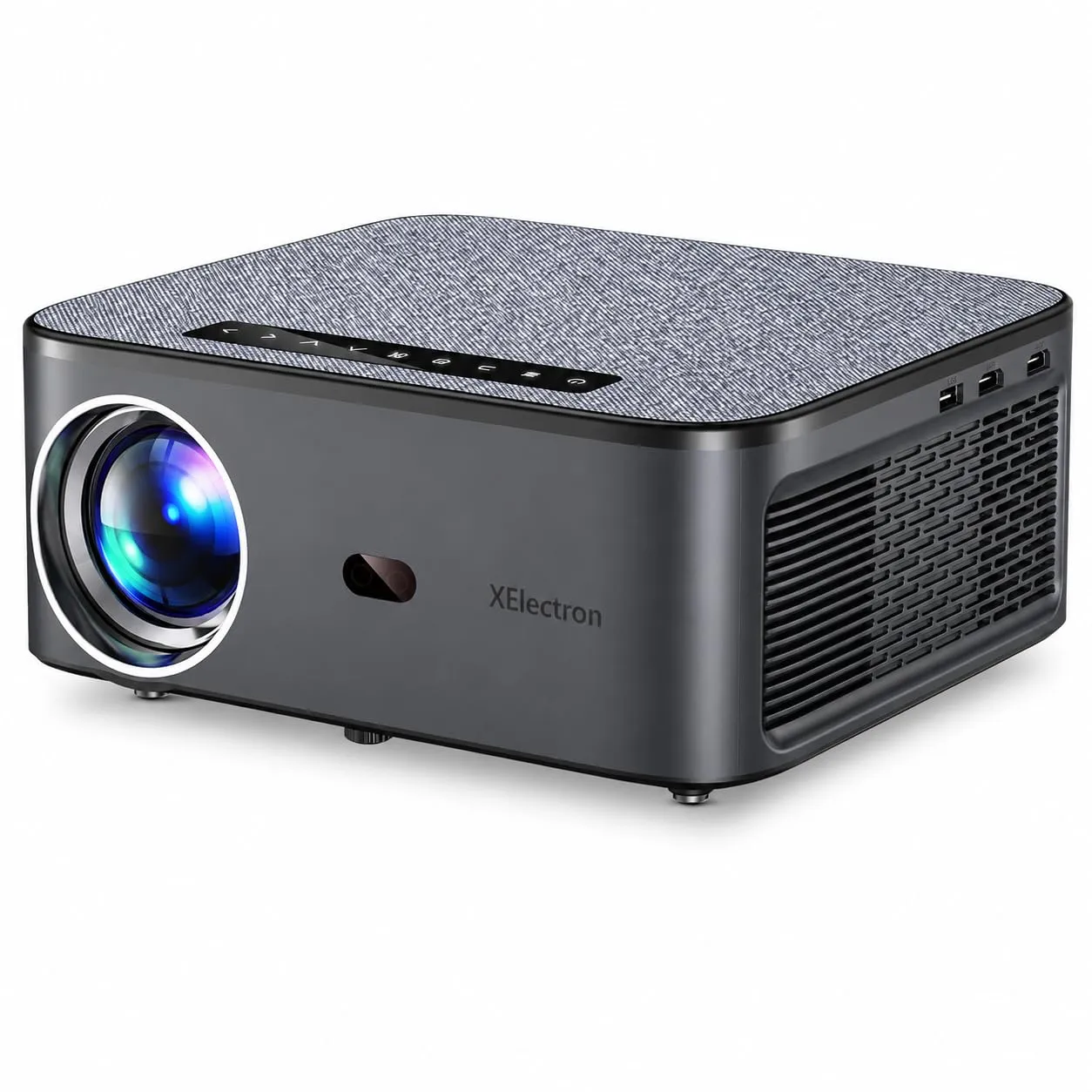 XElectron iProjector 1 Plus Smart Projector with Electric Focus & Auto Keystone | Native 1080P Full HD, 4K Support, Android 12, WiFi 6, Bluetooth 5.4, HDMI ARC, 20000 Lumens, 2GB+32GB, Home & Office