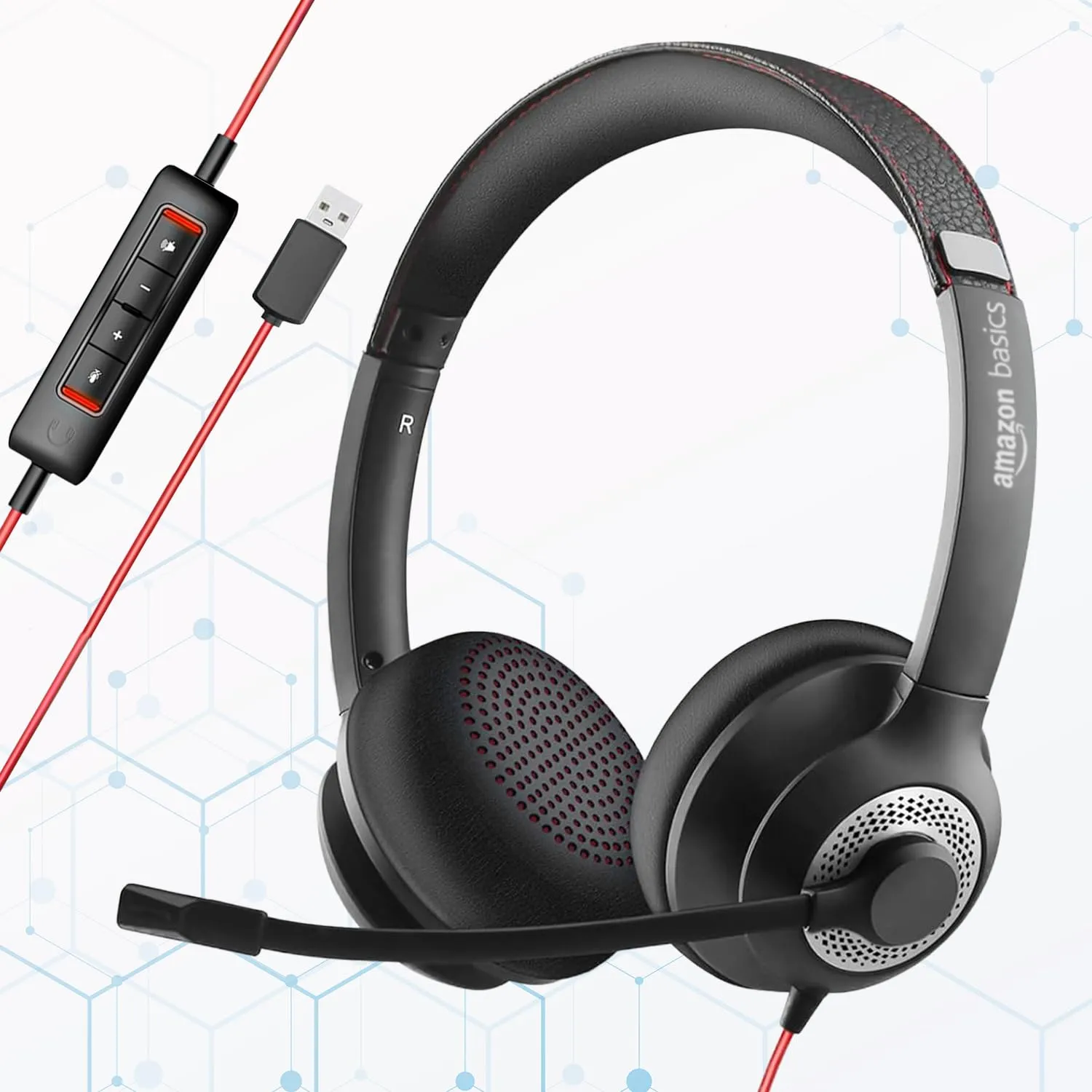 Amazon Basics Pro Series Wired USB On Ear Headset 