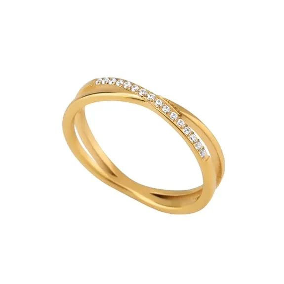PALMONAS White CZ-Studded Finger Ring for Women