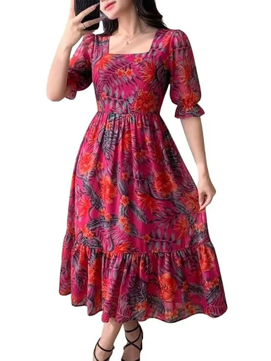 SMOWKLY Western Dress for Women