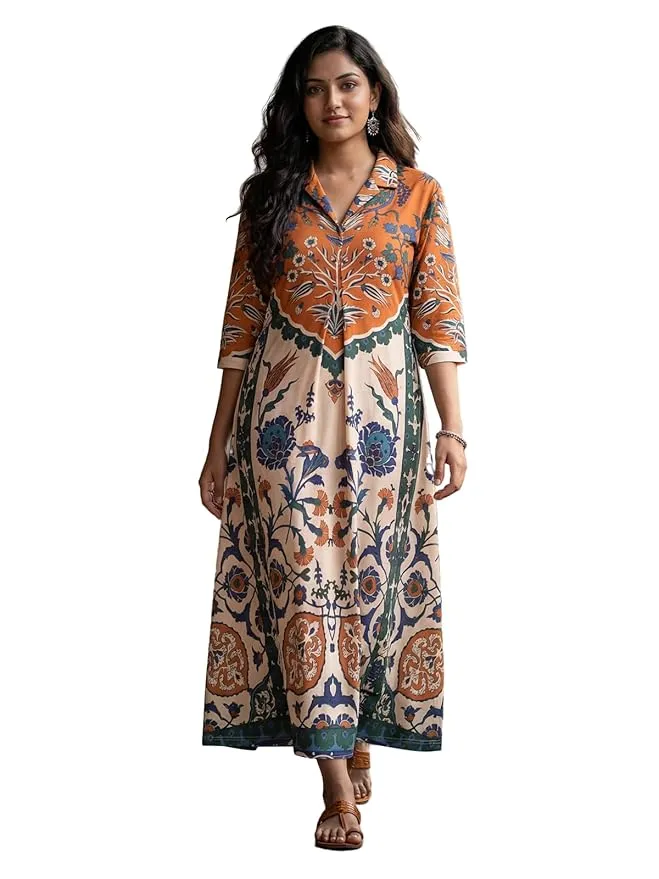 HELLCAT Floral Brown Women Dress