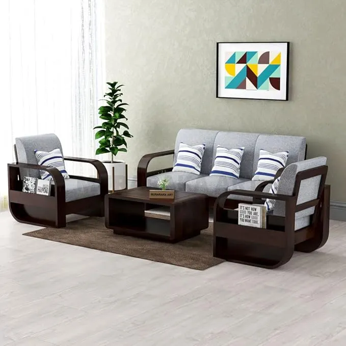 Sheesham Wood 5 Seater Sofa Set for Living Room