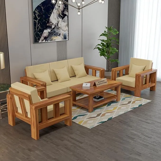 Sheesham Wooden 5 Seater Sofa Set for Living Room