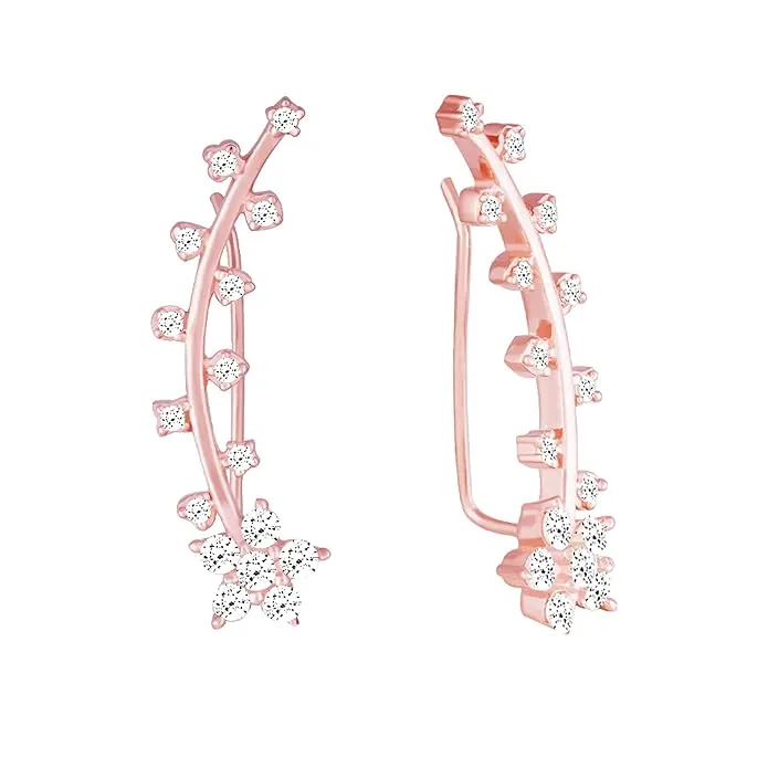 GIVA 925 Silver Rose Gold Floral Branch Ear Cuffs