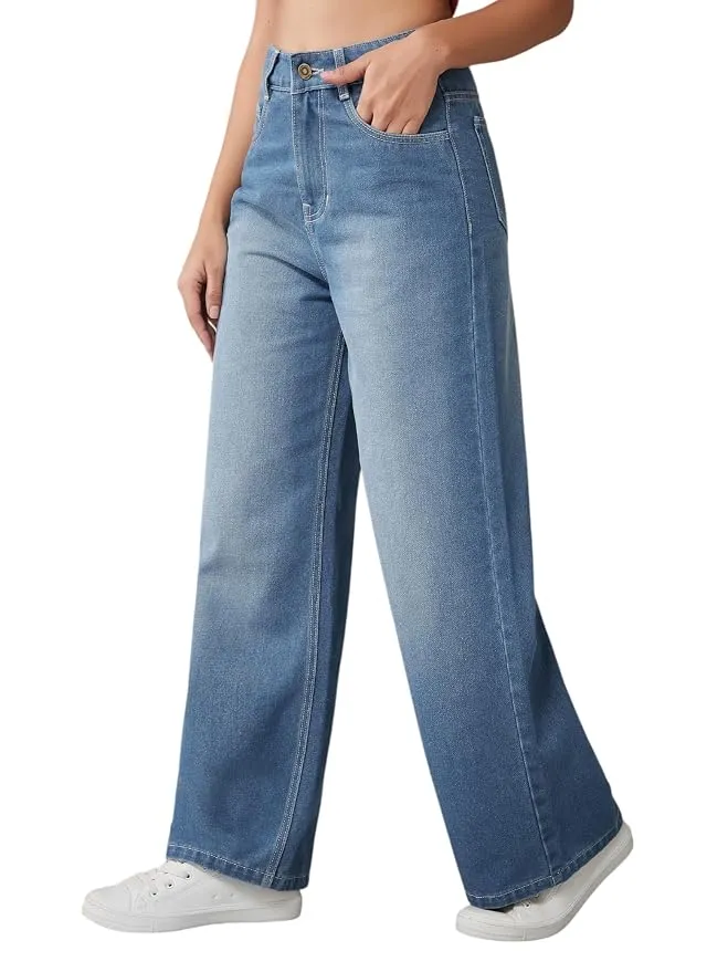 Dolce Crudo Women's High Waist Straight Fit Jeans