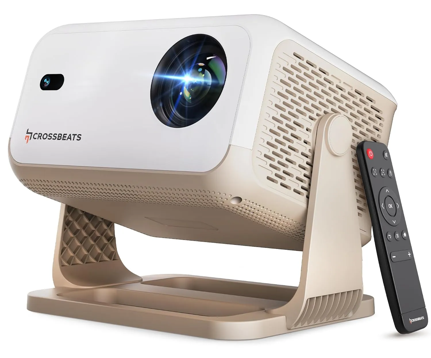 Crossbeats Lumex Cine Smart Home Projector 4k Ultra HD, Native 1080p, Mini Projector for Room,16000 Lumens Android OS, Built-in - Netflix, Prime, YouTube, Portable, Speaker, WiFi, 300" Display Cinema