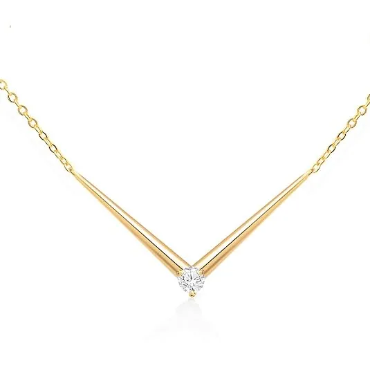 MINUTIAE Single Diamond Pendant Necklace For Women and Girls with Extendable Chain