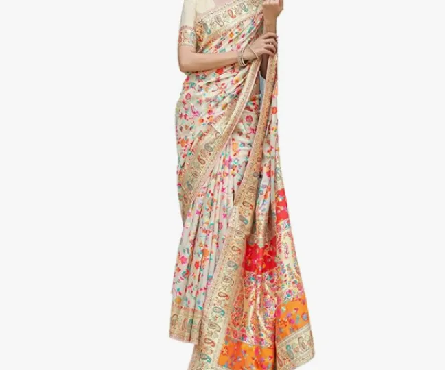 SGF11- Women's Kanjivaram Pure Soft Silk Handloom Saree Pure Golden Zari With Blouse Piece
