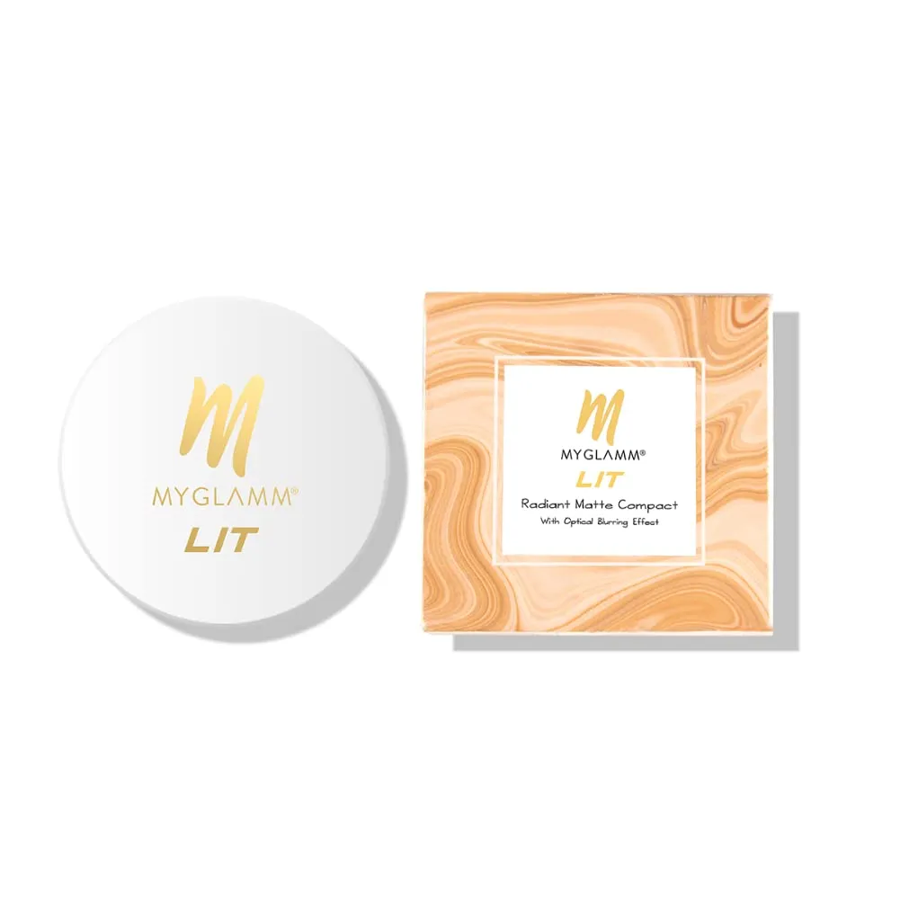 MyGlamm LIT Radiant Matte Compact Powder - Beat, 9 gm