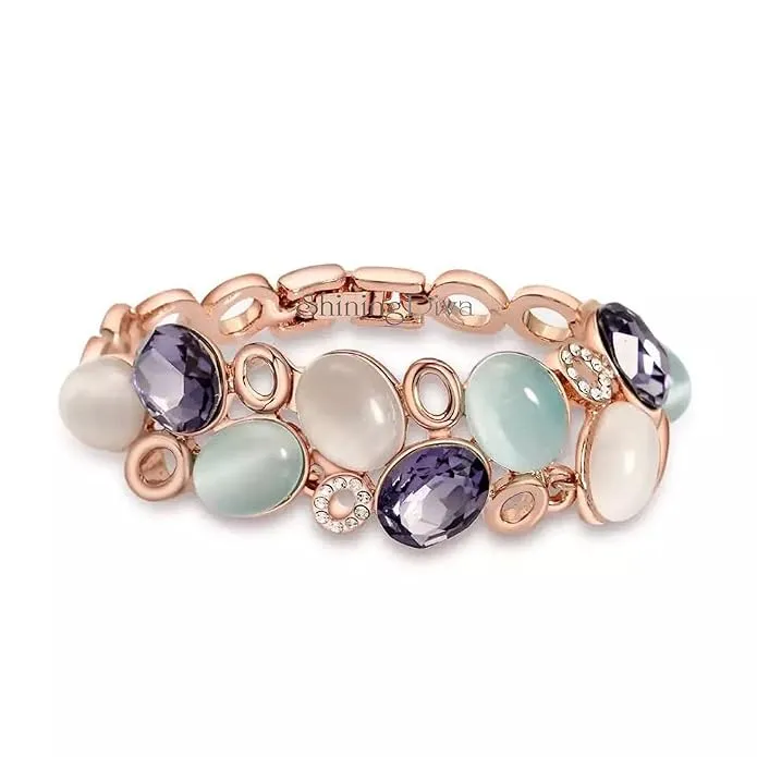 Shining Diva Fashion Latest Stylish Rose Gold Austrian Crystal Bracelet For Women And Girls (11942B), Free Valentine Gift for Girlfriend