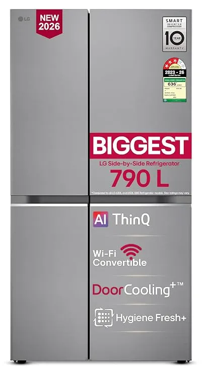 LG 790 L, 3 Star, Frost-Free, Double Door, Wi-Fi Convertible, Smart Inverter, Side By Side Refrigerator with AI ThinQ 