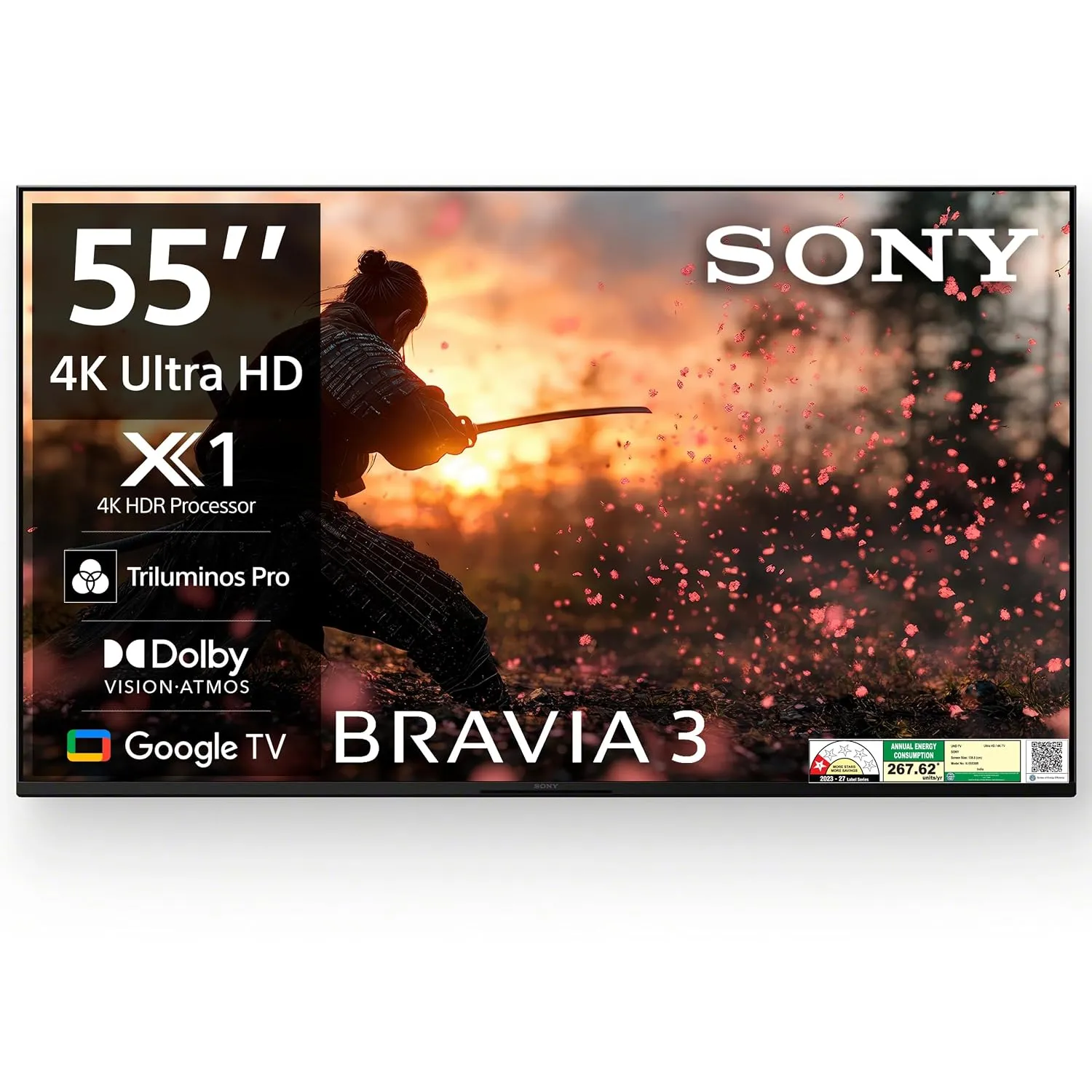Sony BRAVIA 3 Series 139 cm (55 inches) 4K Ultra HD AI Smart LED Google TV K-55S30B (Black)