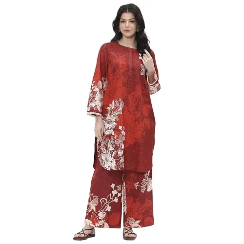 BIBA Women Cotton Straight Printed Suit Set