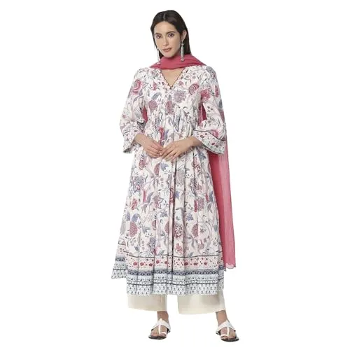BIBA Women's Cotton Printed Straight Kurta Set