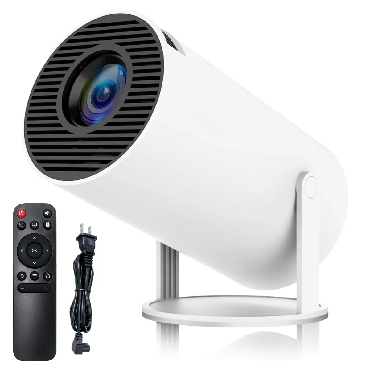 NISOO Andriod 5G WiFi Projector Home 4K Support 1080P Smartphone Full HD Portable Builtin YouTube Other Apps Auto Keystone 4000 Lumens 200" Screen Compatible 4K TV Stick, Light White