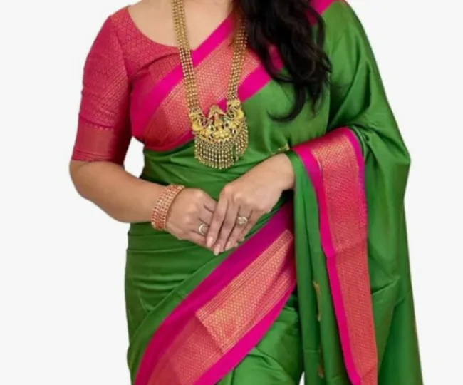 SGF11 Women's Kanjivaram Soft Lichi Silk Saree With Blouse Piece