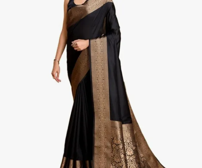 SWORNOF Women's Silk Kanjivaram Kanchipuram Saree With Blouse Piece