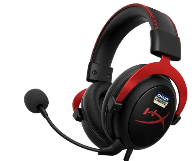 HyperX Cloud II Smartchoice Wired Gaming Headset for PC, PS5 / PS4. Active Noise Cancellation, Over Ear, circumaural, Closed Back, HyperX Virtual 7.1 Surround Sound - Black-Red (4P5M0AA)