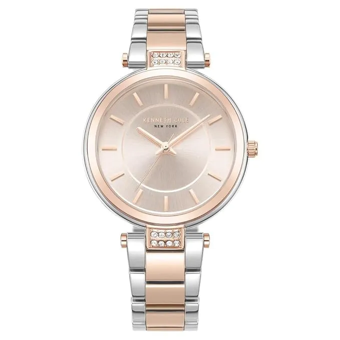 Kenneth Cole Classic Quartz Analog Rose Gold Dial Two Toned Silver & Rose Gold Stainless Steel Strap Watch for Women - KCWLG0026701LD
