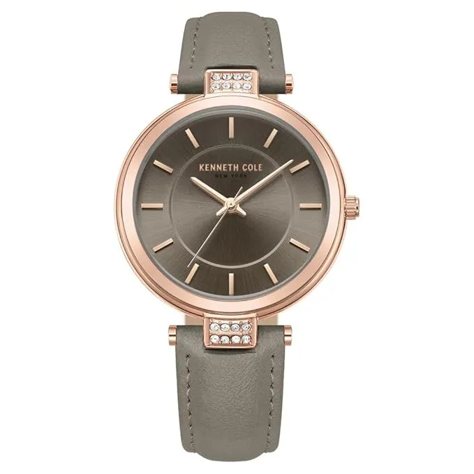 Kenneth Cole Classic Quartz Analog Grey Dial Grey Leather Strap Watch for Women - KCWLA0026702LD