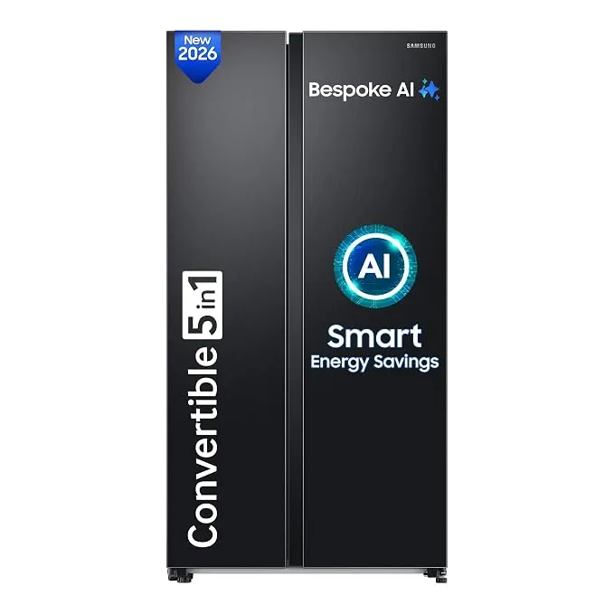 Samsung 653 L, 3 Star, Frost Free, Double Door, Convertible 5-in-1 Digital Inverter, Side By Side AI Enabled Smart Refrigerator 